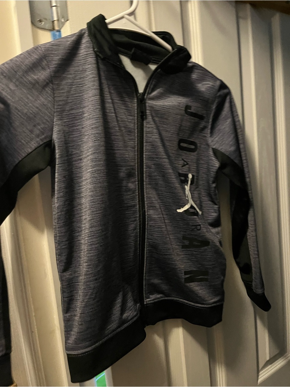 Jordan Kids' Full-Zip Heather Gray and Black Athletic Jacket